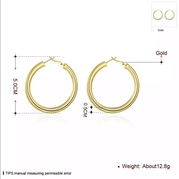 New Large 50 mm Light Weight Round Hoop Earrings - Picture 6 of 7